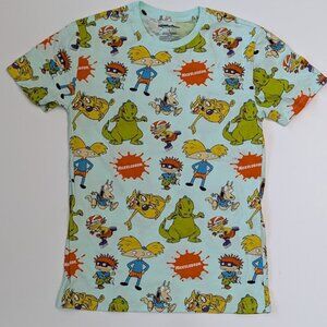 Nickelodeon Nick 90s Small Multi Character Graphic T-Shirt Mint Green Rugrats
